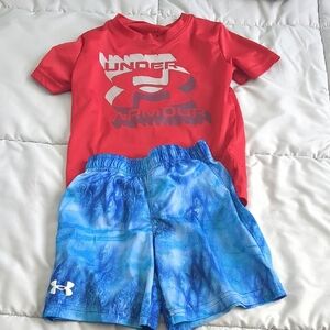 Under Armour Red Shirt and Blue Shorts Set
